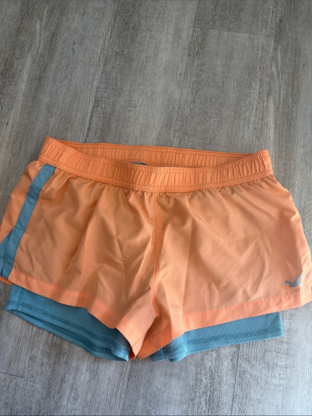 Hollister Peach Athletic Shorts with Light Blue Liner